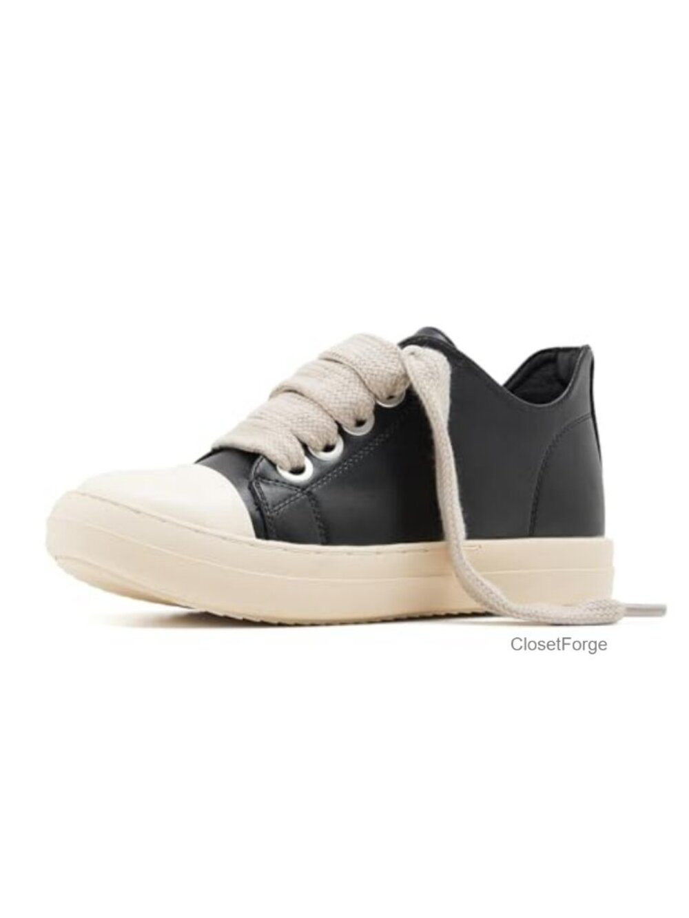 Jumbo Lace-Up Low Top Platform Sneakers Canvas Vegan Leather Comfort Walking